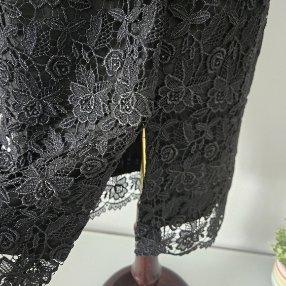 MILLY OF NEW YORK Gold and Black Lace Midi Dress with Waist Bow. Size 4 - Picture 11 of 16